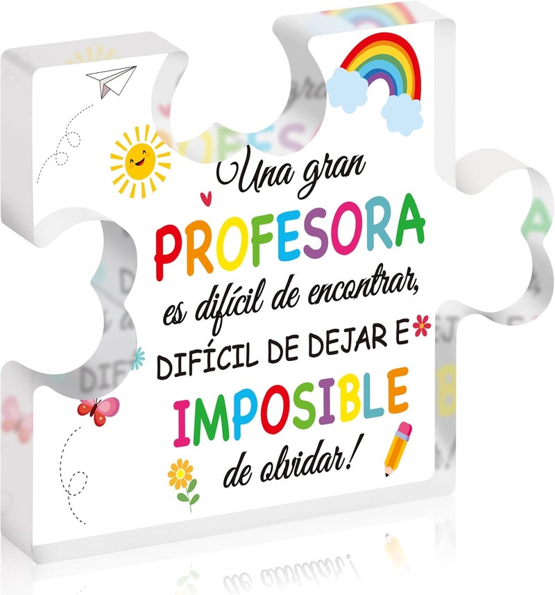 Yopyame Spanish Teacher Appreciation Gifts - Regalos para Maestra Acrylic Gift for Teacher Thank You Gifts for Teachers from Student End of Year Graduation Christmas Birthday Acrylic Gift for Teachers - Image 1